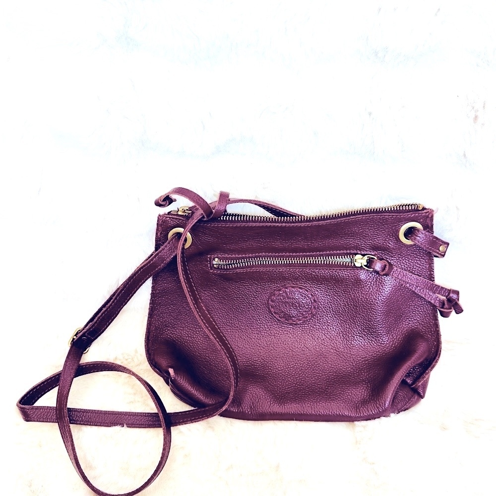 Roots Edie Burgundy Leather Crossbody Bag